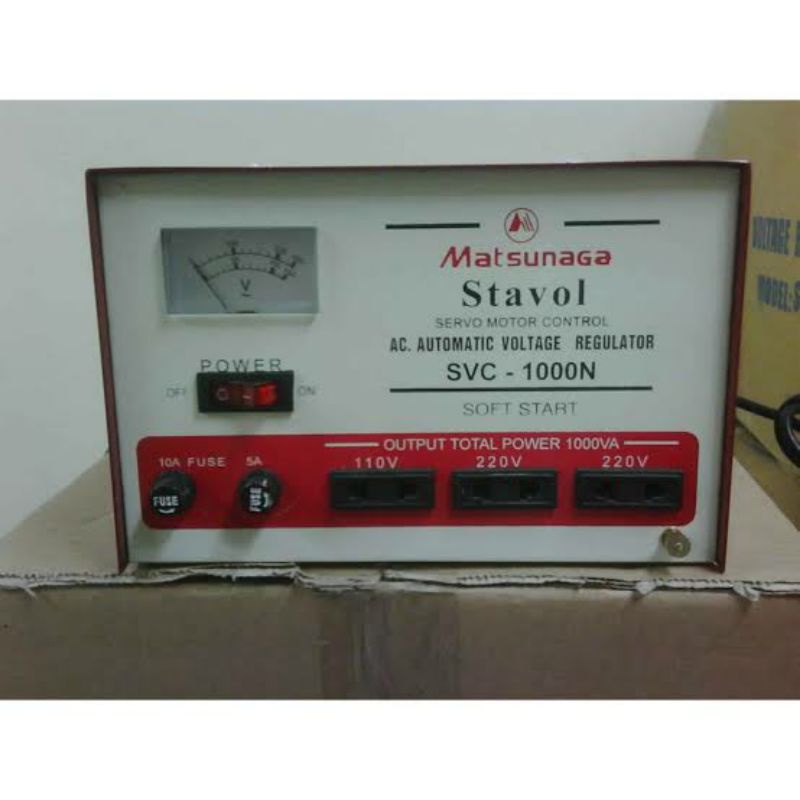 STABILIZER 1000 WATT / 500 WATT MATSUNAGA SVC - 1000 VA / 500 VA MATSUNAGA AUTOMATIC VOLTAGE REGULATOR