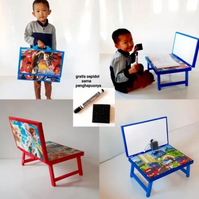 

Meja Belajar Plus Papan Tulis Lipat Karakter Anak Minimalis Gratis Spidol Dan Penghapus 30X40X24