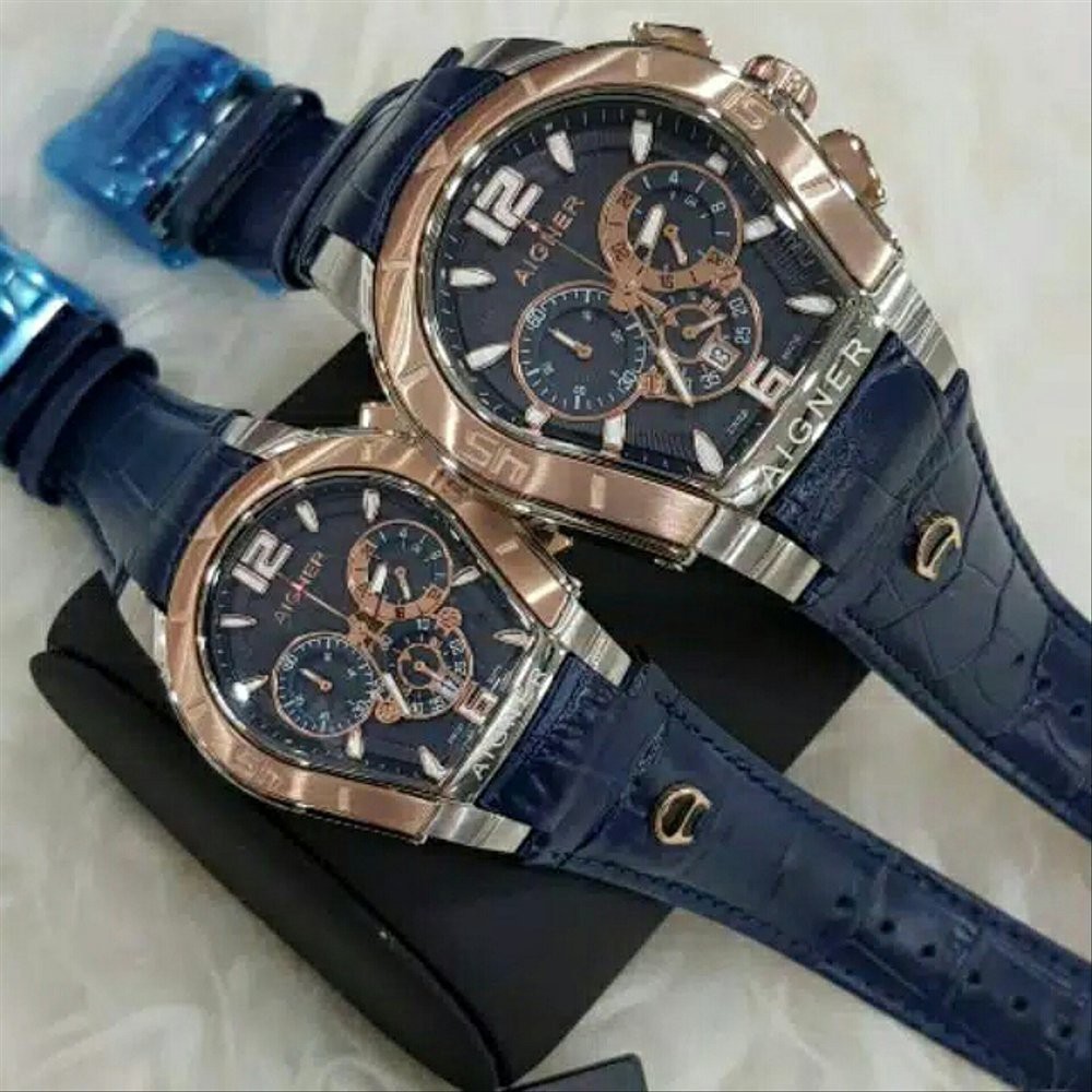 Promo JAM TANGAN COUPLE AIGNER PALERMO STRAP KULIT GRADE ORIGINAL Murah