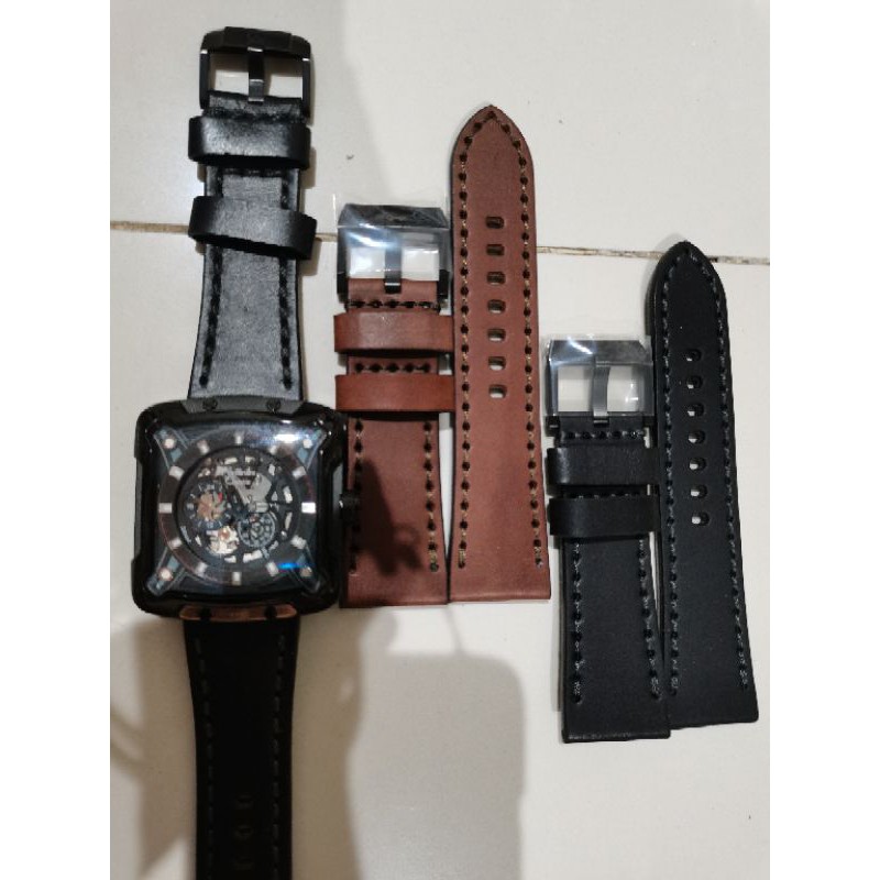 STRAP AC / TALI ALEXANDRE CHRISTIE KULIT KALEP LEATHER 24MM  26MM WARNA COKLAT/HITAM original