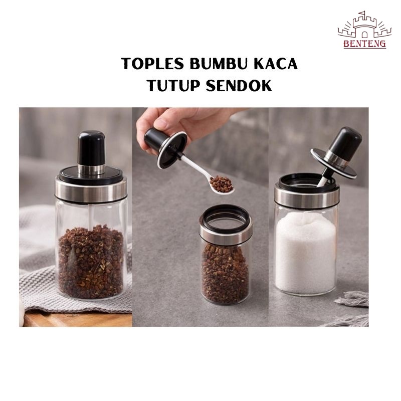 TJ122 - Botol Bumbu Dapur / Tempat Minyak Garam Kaca / Toples Wadah Bumbu- Botol Bumbu Garam Minyak