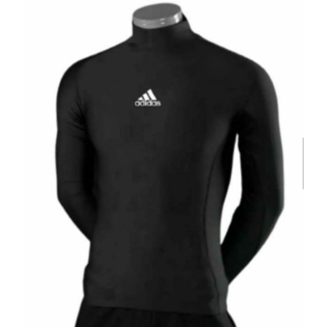 Manset Baselayer Baju Kaos Adidas Olahraga Futsal Sepak Bola Football Lengan Panjang Hitam Pria