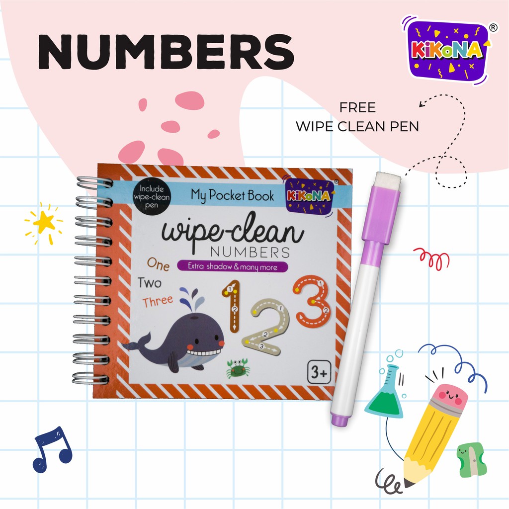 

My Pocket Book Wipe Clean - NUMBERS (incl. wipe-clean pen) - KIKONA Books