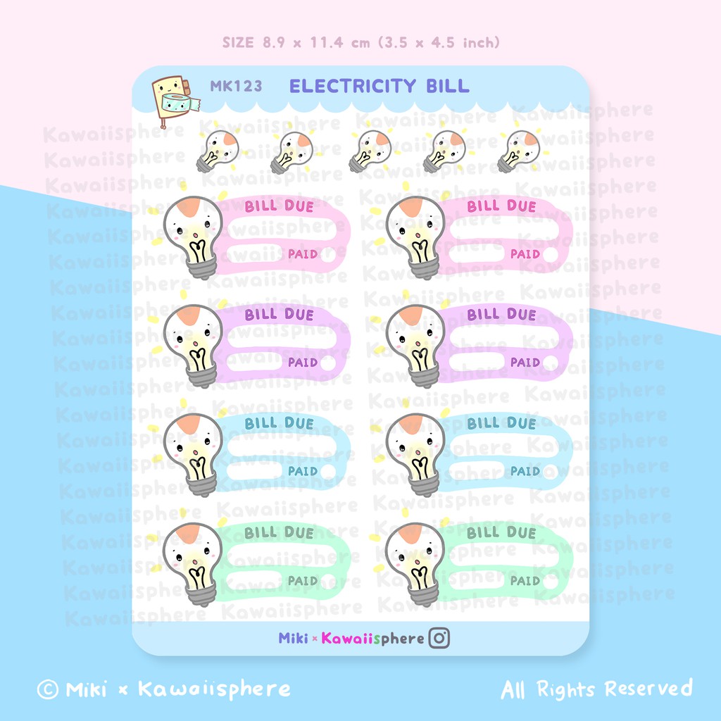 

Electricity Bill Due | Planner Sticker Tagihan Listrik | Kawaiisphere