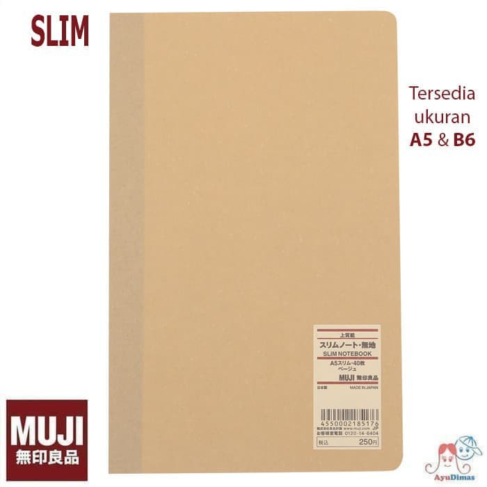

MUJI SLIM Blank Notebook / Note Book - Buku Notes polos / catatan