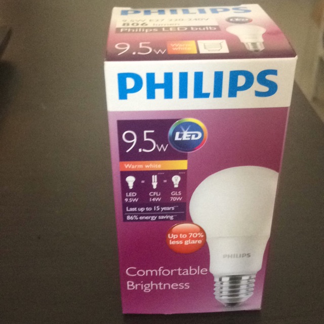 Lampu led philips 9.5 watt (warm white/kuning)