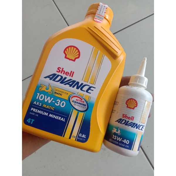PAKET OLI MESIN + OLI GEAR SHELL ADVANCE 800ml MOTOR MATIC