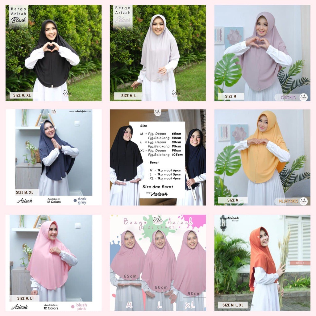 Jilbab Kerudung Bergo Instant Azizah Aden Hijab