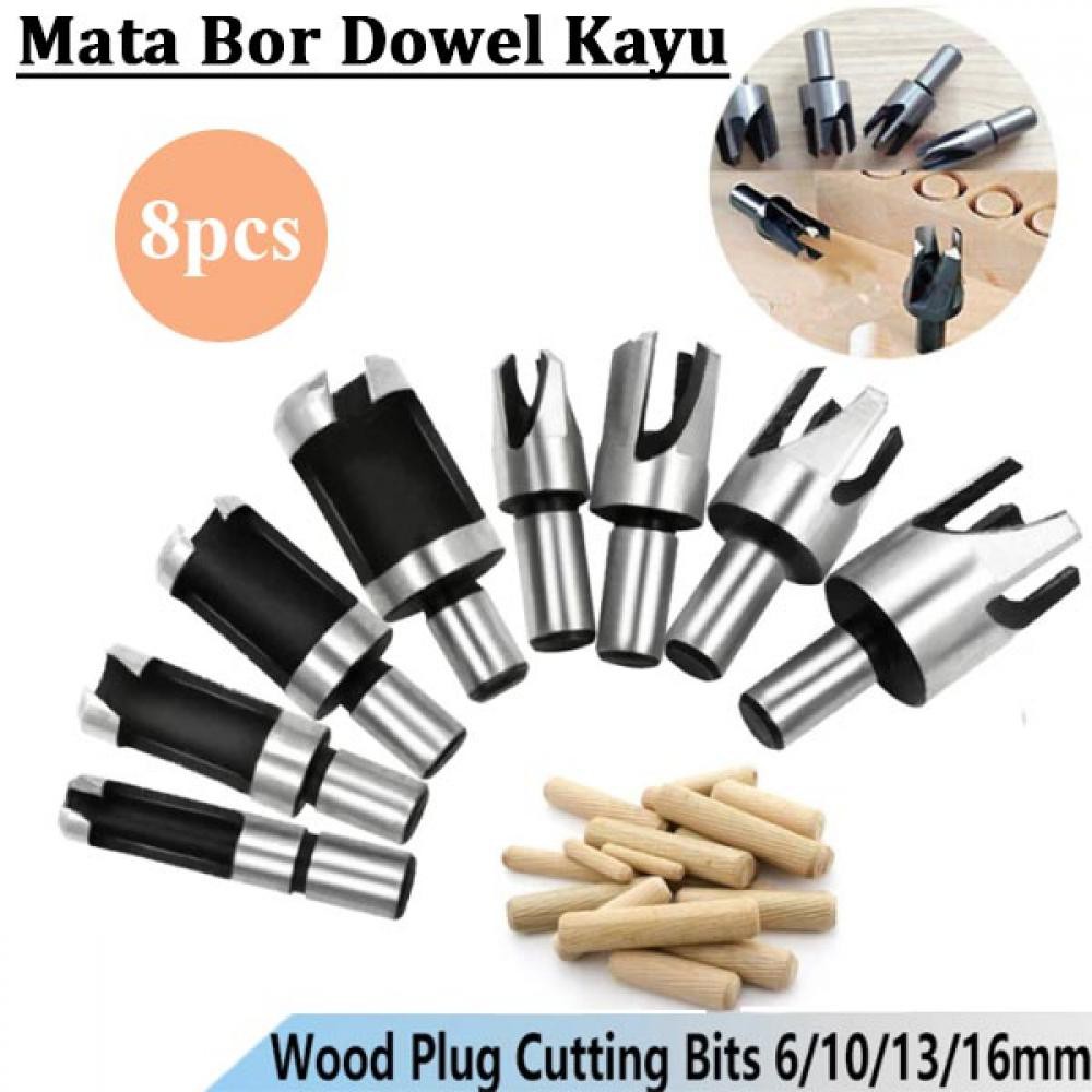 

Set mata bor Dowel Kayu 8 Pcs Barrel Cork Drill Bit Wood Plug Cutter