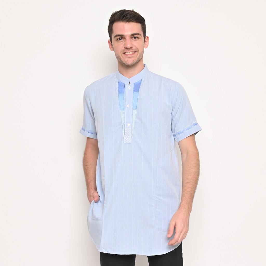 FOXTON Koko Kurta Pria Lengan Pendek BIRU MUDA