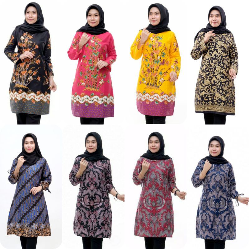 TUNIK BATIK BAHAN KATUN JELITA NAVBOR YELBOR  DOLBI DOBBY TENUN HALUS M L XL XXL 3L 4L 5L LD 120