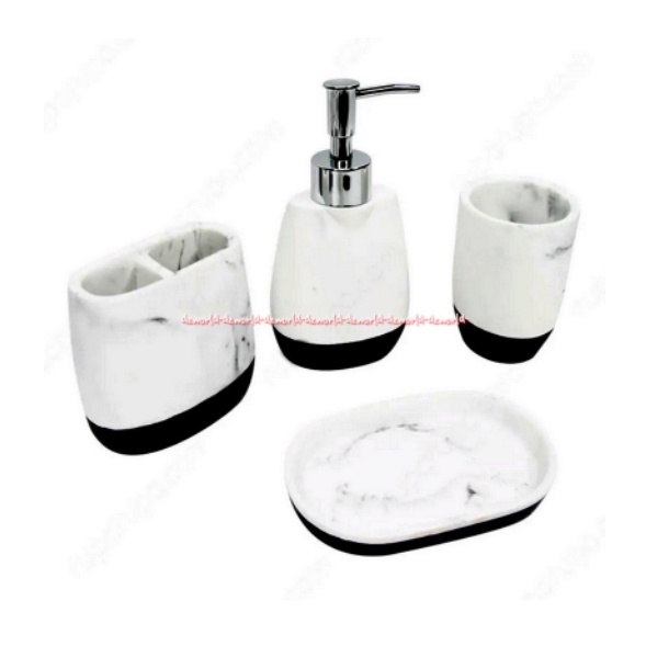 Kris Bathroom Accessories 4pcs Tempat Perlengkapan SabaKris Bathroom Accessories 4pcs Tempat Perlengkapan Sabun Batang Cair Gelas Kumur Kumur Untuk Kamar Mandi Bath Room Warna Putih Hitam Biruun Gelas