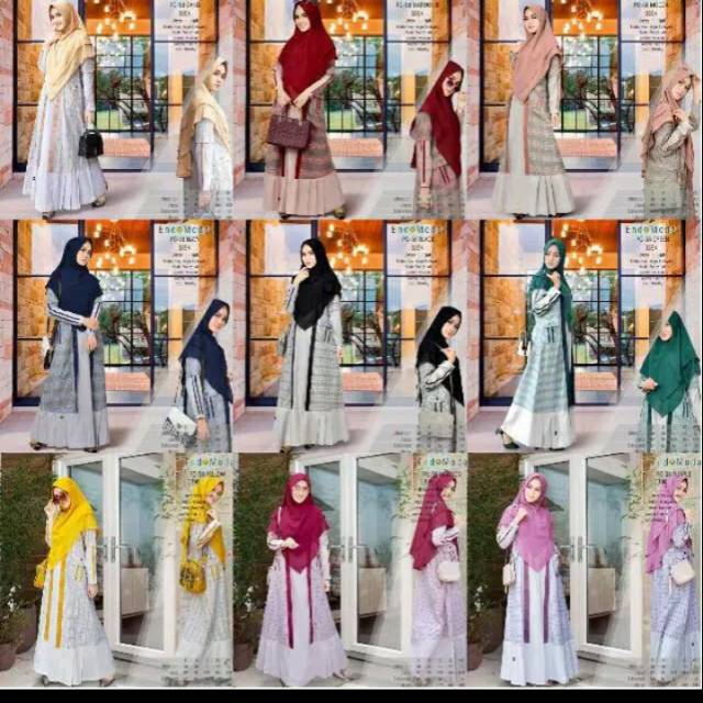 Gamis set khimar pc 58 katun endomoda