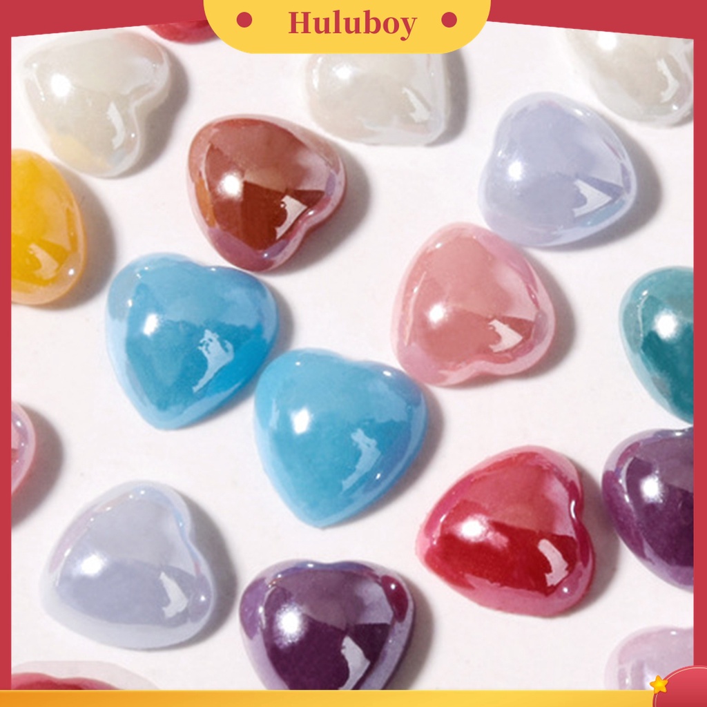 Huluboy Huluboy♡ 50 Pcs Payet Bentuk Hati 3D Bahan Keramik Untuk Dekorasi Nail Art