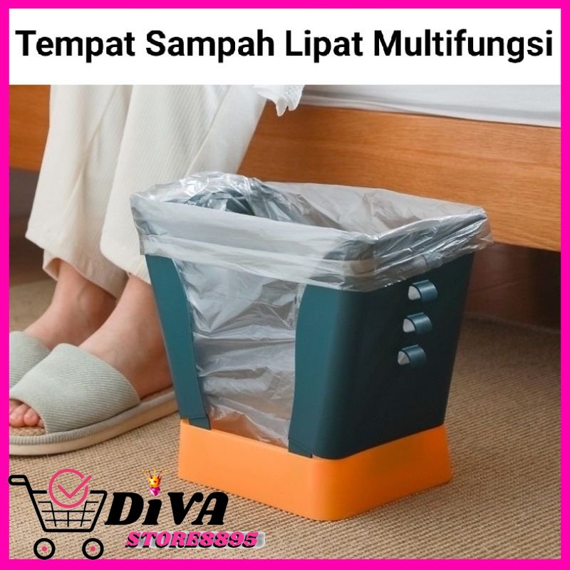 TEMPAT SAMPAH LIPAT MULTIFUNGSI/ hijau kuning Tempat Sampah Flexible/Tong Sampah Viral