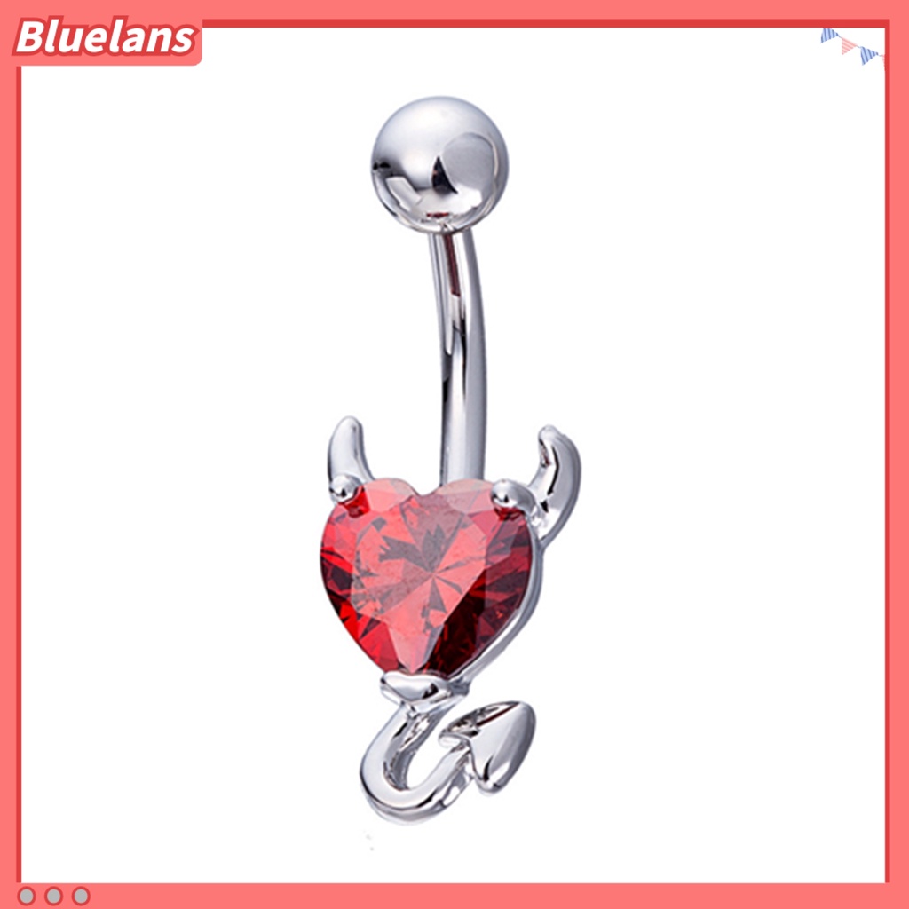 Bluelans Fashion Sexy Heart Shape Navel Belly Button Ring Rhinestone Body Piercing Jewelry