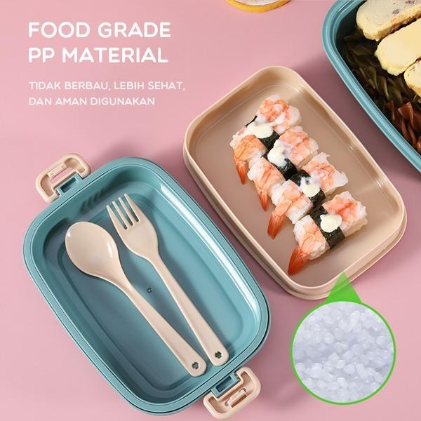 Kotak Makan 2 Tingkat Bento Microwaveable Lunch Box Susun - STW10