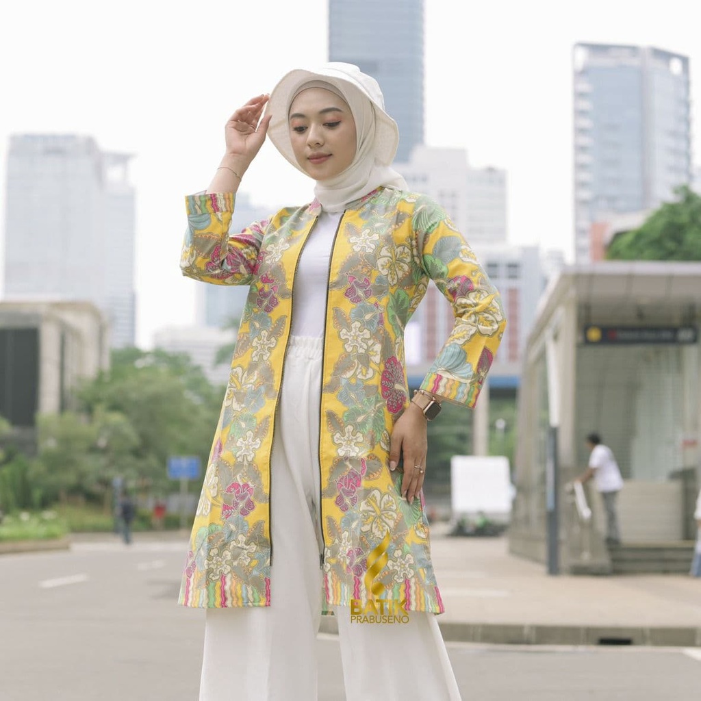 BAJU KEMEJA BATIK WANITA MODERN Prabuseno - DIVIA Tunik Batik Wanita Lengan Panjang