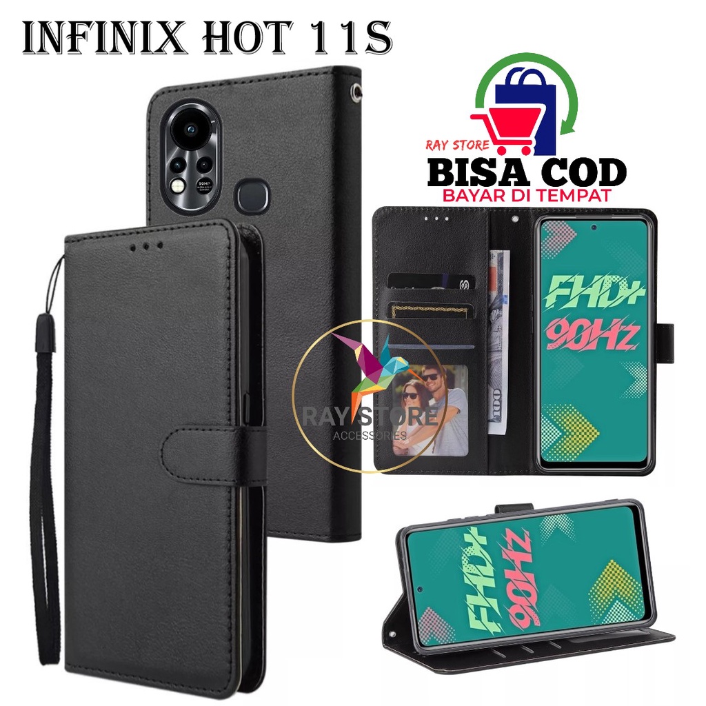 INFINIX HOT 11S FLIP LEATHER CASE PREMIUM-FLIP WALLET CASE UNTUK INFINIX HOT 11S