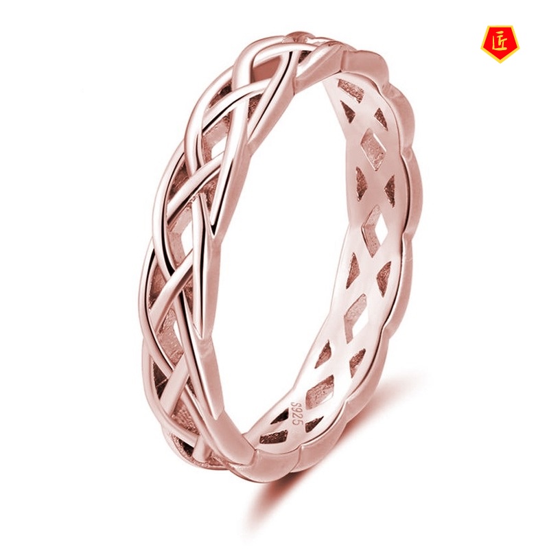 [Ready Stock]Elegant Simple 14K Rose Gold Hollow Ring