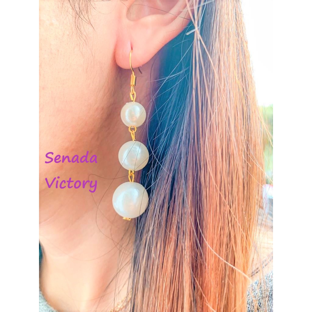 Senada Victory AM011 Anting Mutiara Bola Tiga Anting Tusuk Anting Gantung Anting Fashion Korea