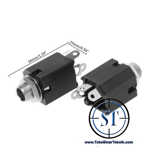 BA-92A Socket Akai Mono Segi Kotak Plastik Female Microphone 6,5mm Soket Box Pcb Betina Connector Mic