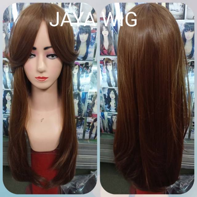 Wig Lurus Panjang 60CM Rambut Palsu Wanita Panjang Poni Panjang