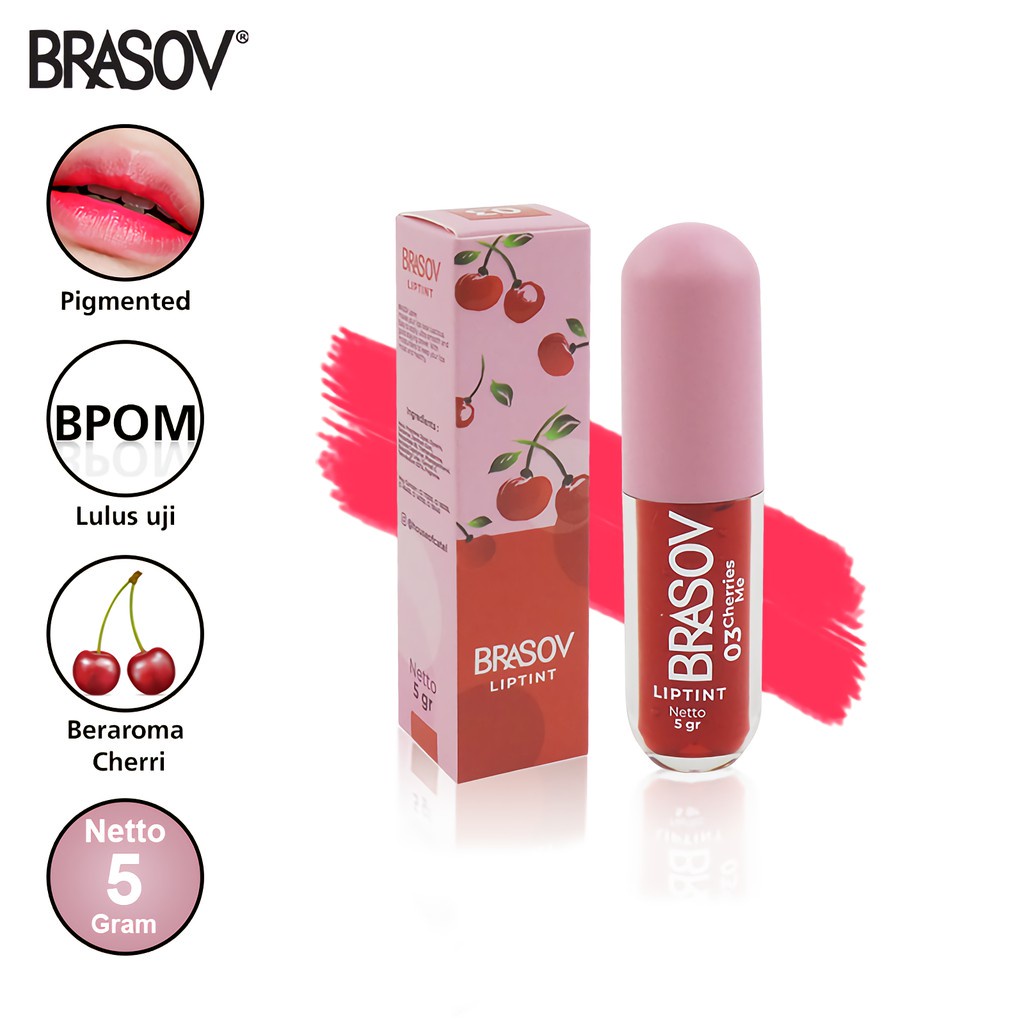 new arrival BRASOV LIPTINT 5gr - LIP TINT BRASOV BERRY BOMB APPLE CHERRIS PEACH BPOM