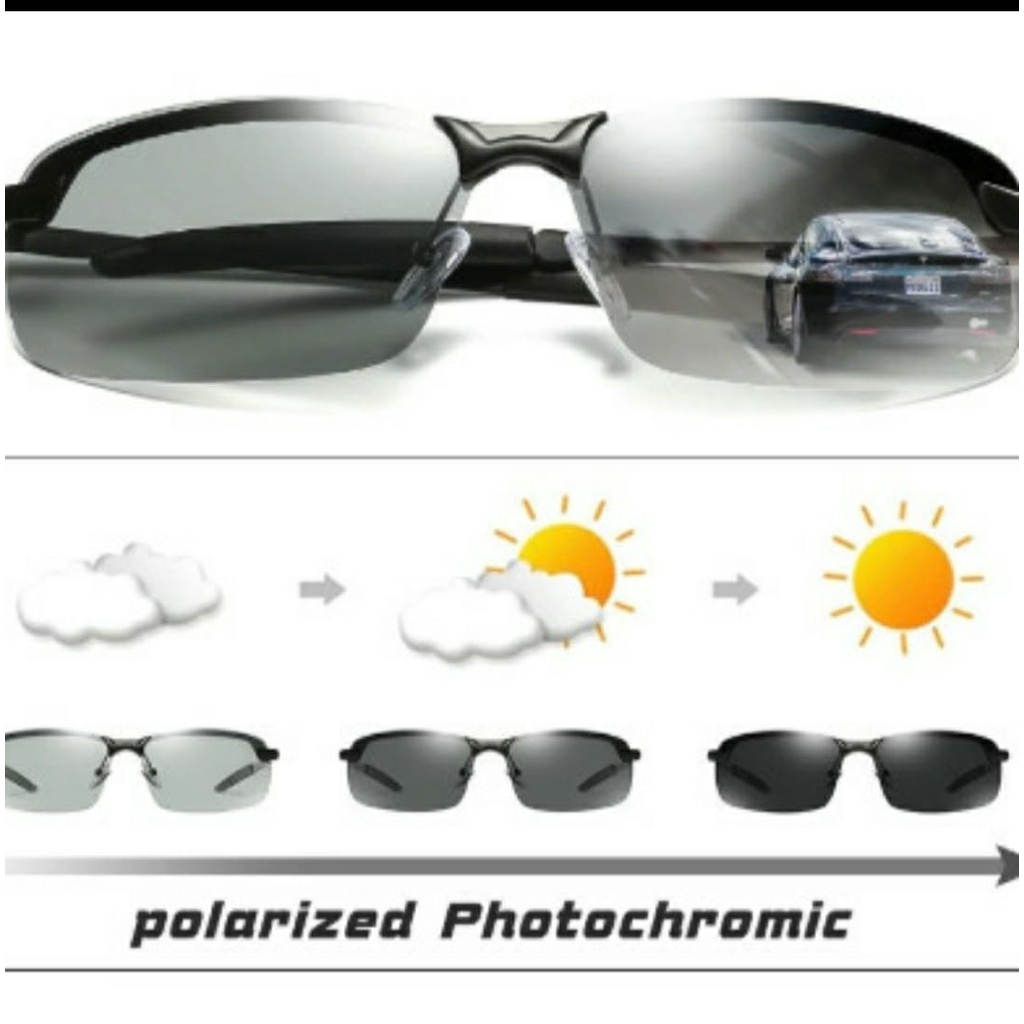 Kacamata Polarized  Polaroid Photochromic Sport Anti Radiasi Blueray Korea Wanita Pria Murah Gratiss Box dan kain lap