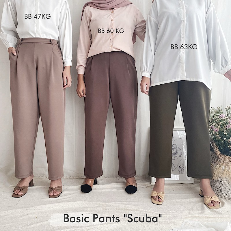 Baggy Pants Premium Scuba, Celana Wanita Basic