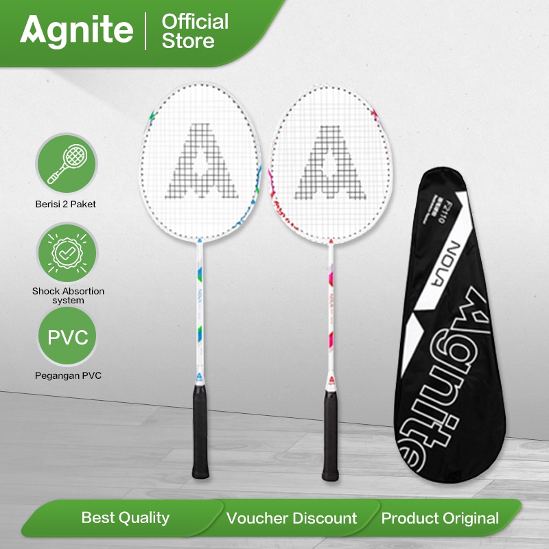 Agnite Badminton Racket / Raket Badminton /  Raket Bulu Tangkis isi 2 Komposisi Karbon Senar Nylon F