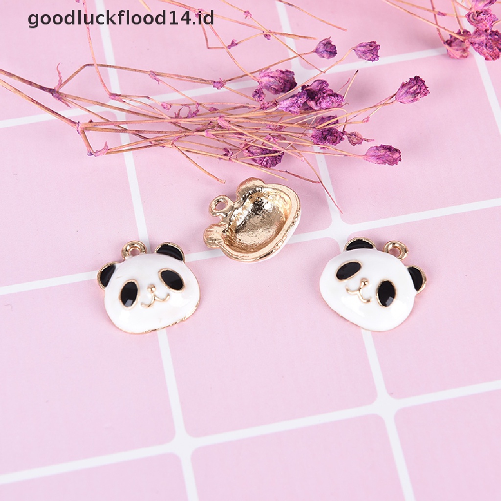 [OOID] 10Pcs/Set Cute Panda Animals Alloy Enamel Charms Pendant DIY Craft Jewelry Gift ID