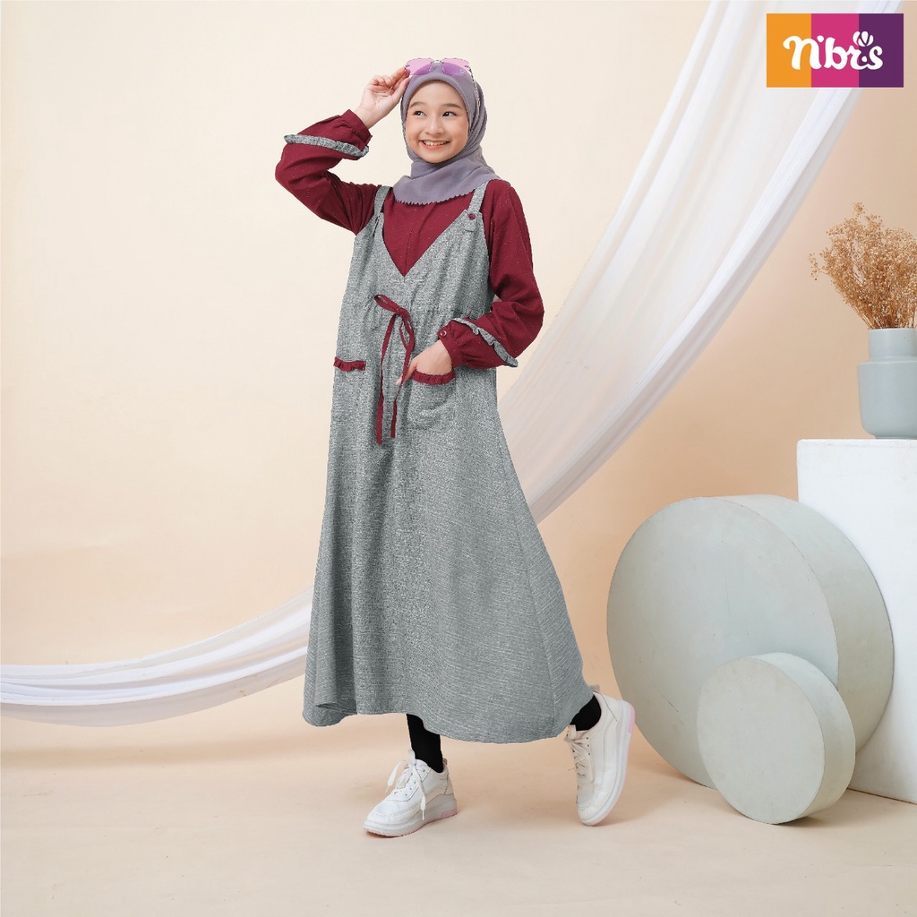 Nibras Gamis Remaja  NT 80 Midi Dress Bahan Meralda mix Monalisa Dress Remaja Modern Kekinian by Nibras bisa COD