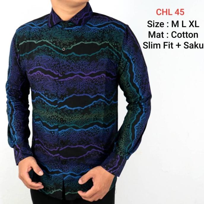 BAJU KEMEJA BATIK PRIA SLIM FIT MODERN KUALITAS MALL LS93