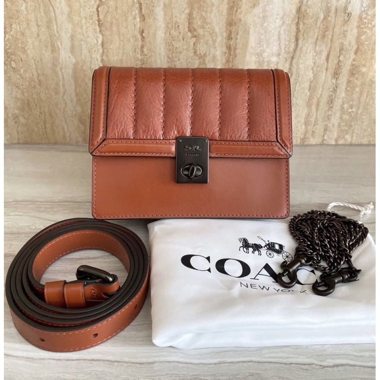 Coach hutton betlbag dan shoulder bag leather clay