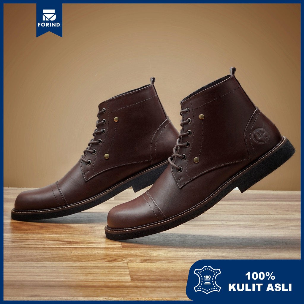 Overture Brown | Sepatu Kulit Asli Safety Boot Vintage Klasik Besi Original Footwear | FORIND x Reyl