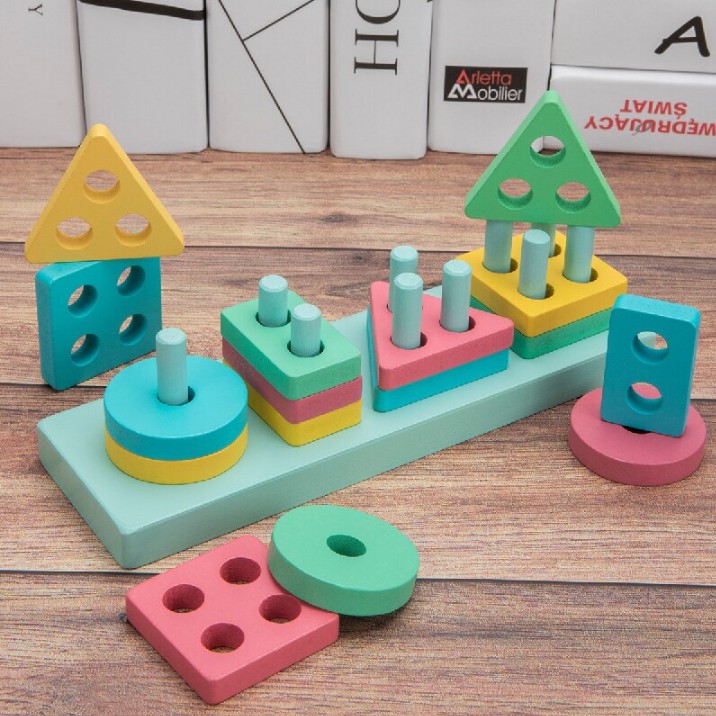 Wooden Toys Matching Shape Mainan Kayu Mainan Balita Wooden Toys Mainan Kayu Mainan Anak 2 Tahun Puzzle Kayu