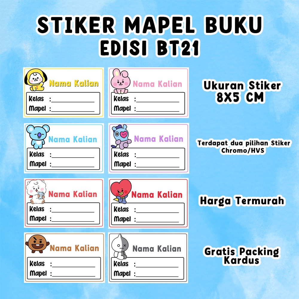 

Stiker Label Buku Pelajaran Sekolah Edisi BT21