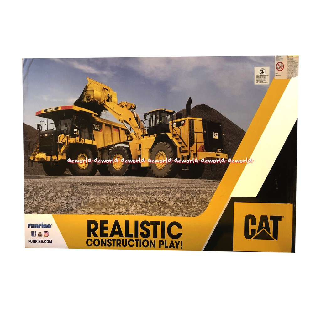 Cat Tough Rigs Dump Truck With Helm Mobil Truk Dumkar Pembawa Pasir Roda Besar Realistic Constructio