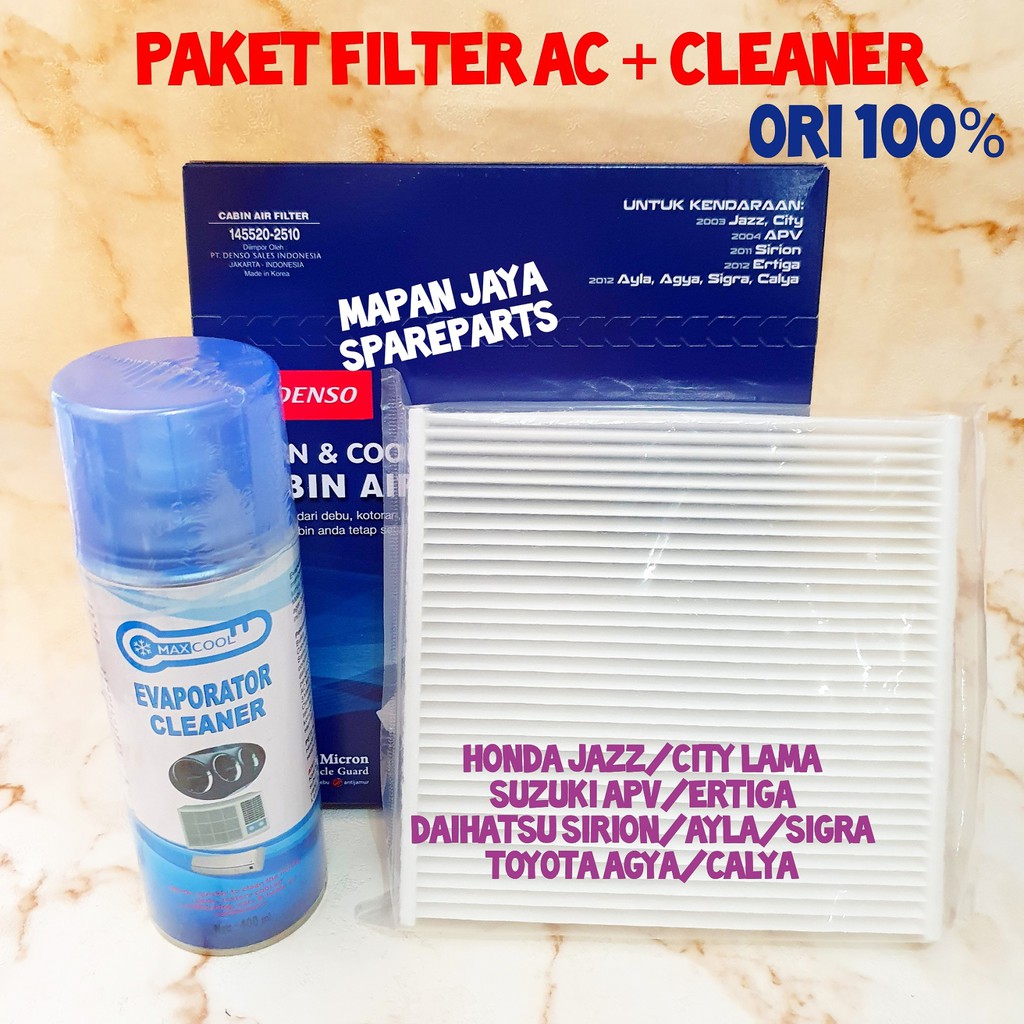 PAKET CLEANER &amp; FILTER AC - CALYA / SIGRA / AGYA / AYLA / ERTIGA / JAZZ (DENSO)