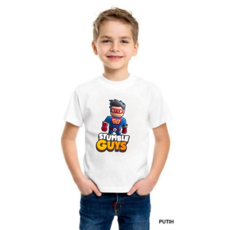 BAJU KAOS ANAK VIRAL COWOK CEWEK1-12 TAHUN /REMAJA DAN DEWASA STUMBLE GUYS KARAKTER SUPER GUY