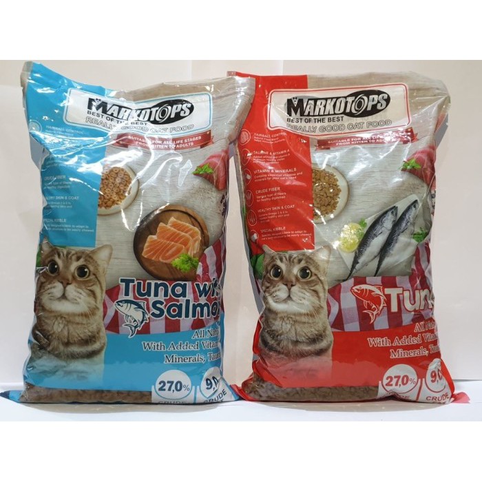 MAKANAN KUCING MARKOTOPS DRY FOOD TUNA &amp; TUNA WITH SALMON 1KG