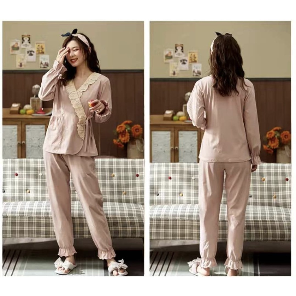 Baju tidur piyama kimono bahan kaos premium celana panjang