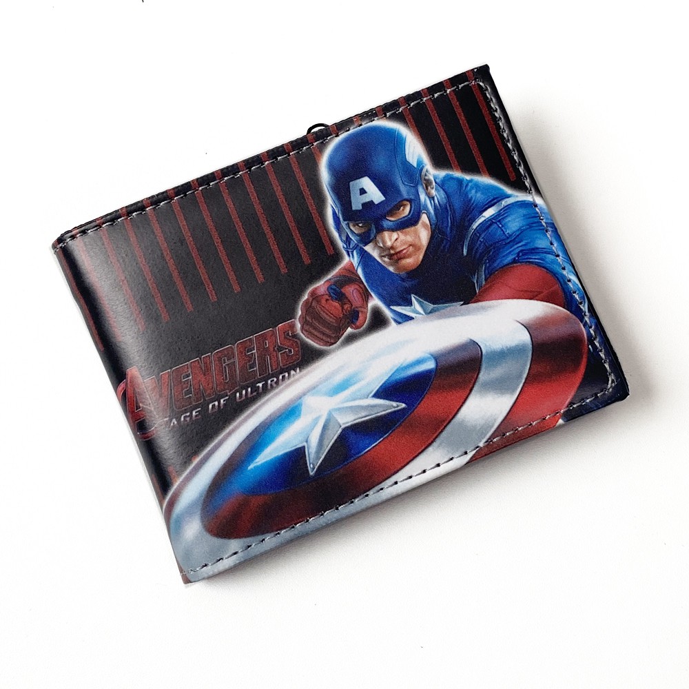 Free Shipping!! Dompet Anak Karakter Captain America Dompet Anak Laki Laki Terbaru +Box Kulit PU