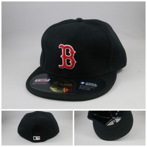 TOPI FITTED BASEBALL BOSTON RED SOX HITAM