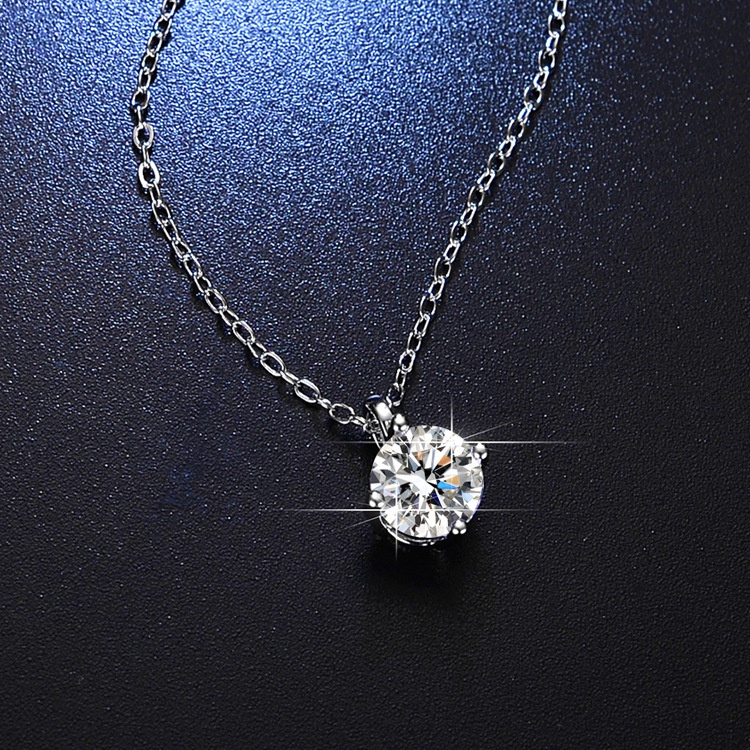 925 perak murni Persegi empat cakar berlian kalung liontin Klavikula mewah untuk wanita Moissanite perhiasan fashion sederhana gaya Korea