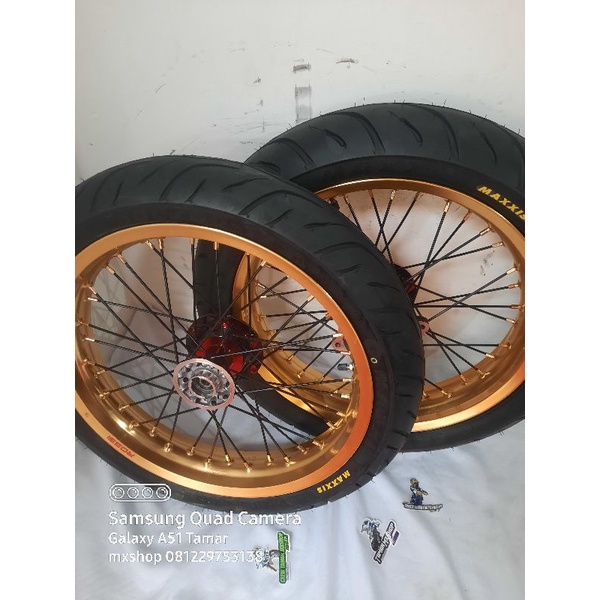 BAN SET SUPERMOTO KLX150L KLX BF DTRACKER BAN MAXXIS GOLD
