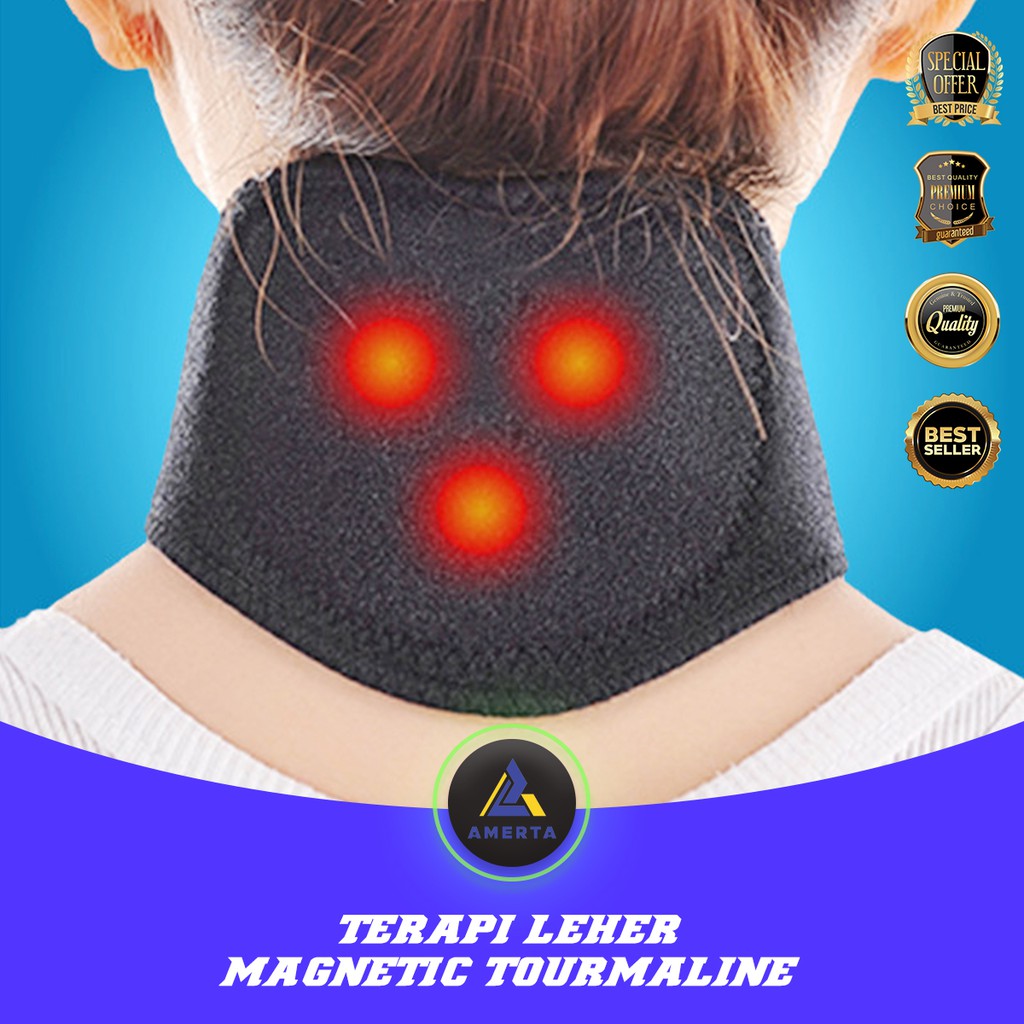 Terapi Leher / Pijat Leher / Magnetic Tourmaline Therapy Neck Massager  - Black