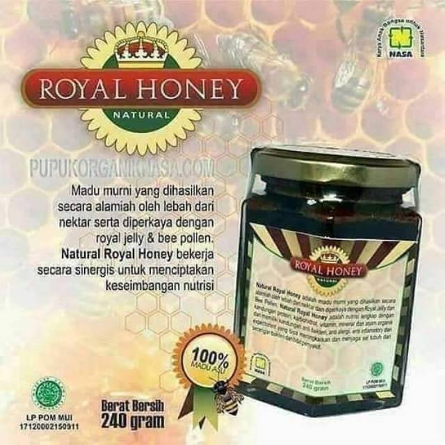 

Natural royal honey produk madu murni yang dihasilkan secara alamiah oleh lebah dari nektar