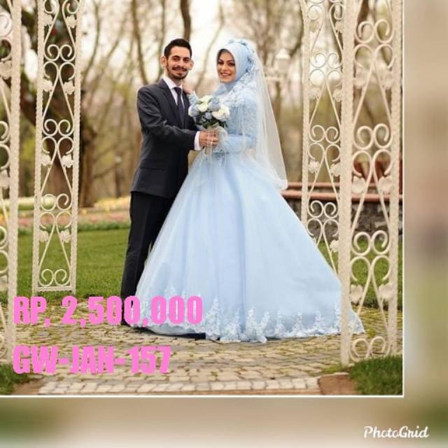 Gaun pengantin wedding ballgown mewah  /  wedding dress muslimah /include veil